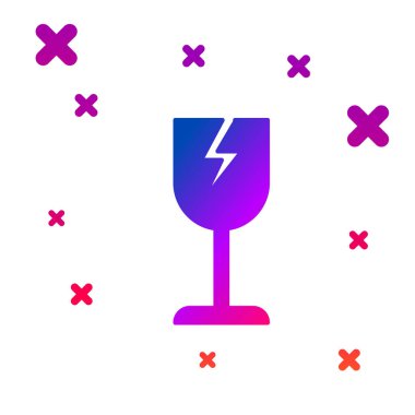 Beyaz arkaplanda izole edilmiş dağıtım kutuları simgesi için renk kırılgan cam sembol. Kademeli rastgele dinamik şekiller. Vektör İllüstrasyonu