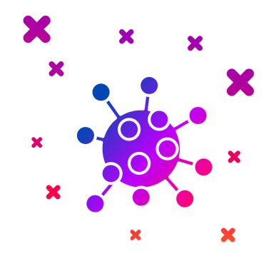 Beyaz arkaplanda izole edilmiş renk bakteri simgesi. Bakteriler ve mikroorganizmalar, sebep olan mikroorganizma hastalıkları, hücre kanseri, mikrop, virüs, mantar. Kademeli rastgele dinamik şekiller. Vektör İllüstrasyonu