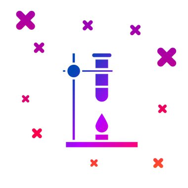 Beyaz arka planda izole edilmiş renkli cam test tüpü ısıtıcı deney ikonu. Laboratuvar ekipmanları. Kademeli rastgele dinamik şekiller. Vektör İllüstrasyonu