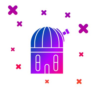 Beyaz arkaplanda izole edilmiş renkli astronomik gözlemevi simgesi. Kademeli rastgele dinamik şekiller. Vektör İllüstrasyonu