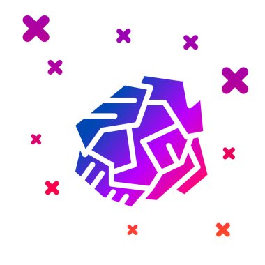 Beyaz arkaplanda izole edilmiş renkli buruşuk kağıt top simgesi. Kademeli rastgele dinamik şekiller. Vektör İllüstrasyonu