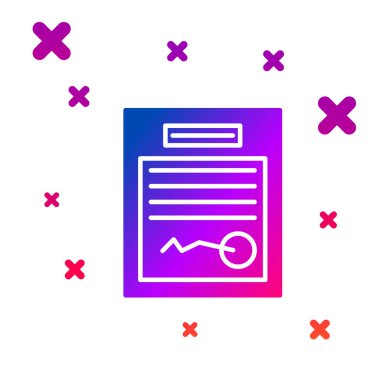 Beyaz arkaplanda izole edilmiş renkli form simgesi. Dosya simgesi. Kontrol listesi simgesi. İş konsepti. Kademeli rastgele dinamik şekiller. Vektör İllüstrasyonu