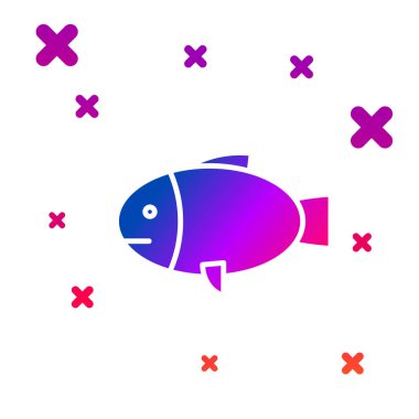 Beyaz arka planda izole renkli balık simgesi. Degrade rasgele dinamik şekiller. Vektör Illustration