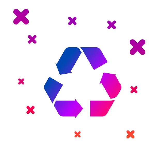 Kleur Recycle symbool pictogram geïsoleerd op witte achtergrond. Circulaire pijl pictogram. Milieu recycleerbaar wordt groen. Gradiënt willekeurige dynamische vormen. Vector Illustratie — Stockvector