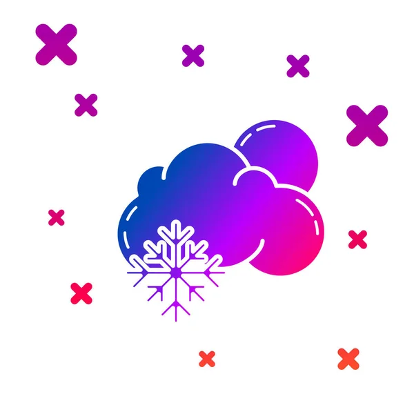 Nube de color con icono de nieve y sol aislado sobre fondo blanco. Nube con copos de nieve. Icono de tiempo único. Signo de niebla. Gradiente formas dinámicas aleatorias. Ilustración vectorial — Vector de stock