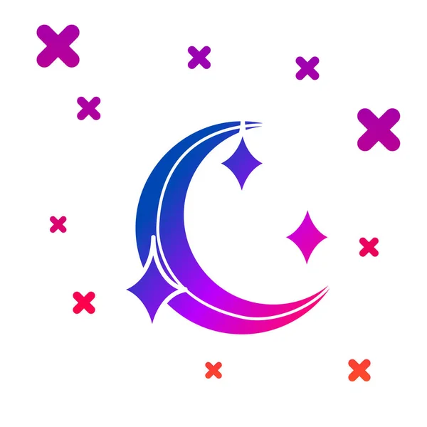 Color Icono de luna y estrellas aislado sobre fondo blanco. Gradiente formas dinámicas aleatorias. Ilustración vectorial — Archivo Imágenes Vectoriales