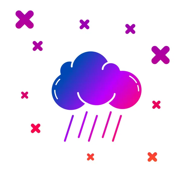 Nuage de couleur avec icône de pluie isolée sur fond blanc. Précipitation de nuages de pluie avec gouttes de pluie. Formes dynamiques aléatoires de gradient. Illustration vectorielle — Image vectorielle