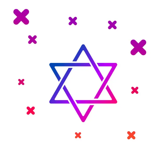 Χρώμα εικονίδιο αστέρι του Δαβίδ απομονώνονται σε λευκό φόντο. Εβραϊκό θρησκευτικό σύμβολο. Σύμβολο του Ισραήλ. Βαθμιδωτά τυχαία δυναμικά σχήματα. Εικονογράφηση διανύσματος — Διανυσματικό Αρχείο