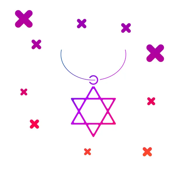 Color Star of David ketting op ketting pictogram geïsoleerd op witte achtergrond. Joodse religie symbool. Symbool van Israël. Sieraden en accessoires. Gradiënt willekeurige dynamische vormen. Vector Illustratie — Stockvector