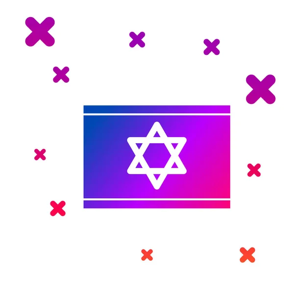 Bandera de color de Israel icono aislado sobre fondo blanco. Símbolo patriótico nacional. Gradiente formas dinámicas aleatorias. Ilustración vectorial — Vector de stock