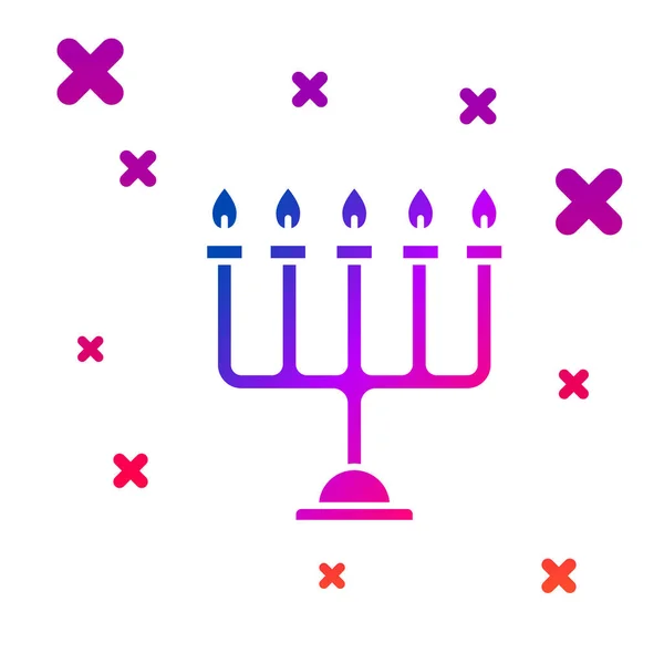 Färg Hanukkah menorah ikon isolerad på vit bakgrund. Hanukkah traditionell symbol. Helgreligion, judisk ljusfestival. Lutande slumpmässiga dynamiska former. Vektor Illustration — Stock vektor