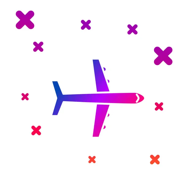Icona Color Plane isolata su sfondo bianco. Icona dell'aereo volante. Segnaletica aerea. Gradiente forme dinamiche casuali. Illustrazione vettoriale — Vettoriale Stock