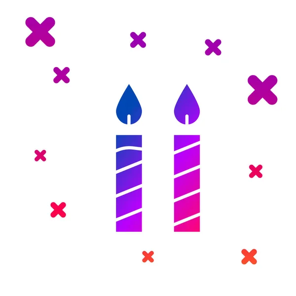 Color Velas de pastel de cumpleaños icono aislado sobre fondo blanco. Gradiente formas dinámicas aleatorias. Ilustración vectorial — Vector de stock