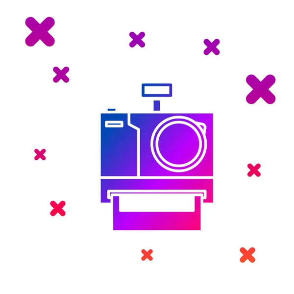 Farb-Foto-Kamera-Symbol isoliert auf weißem Hintergrund. Foto-Kamera-Ikone. Gradienten zufällige dynamische Formen. Vektorillustration — Stockvektor