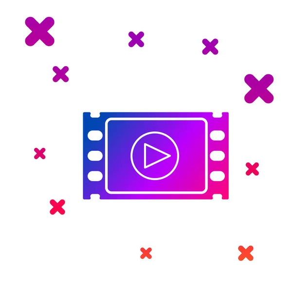 Color Play Video ikon elszigetelt fehér háttérrel. Filmszalag játéktáblával. Fokozatos véletlenszerű dinamikus formák. Vektorillusztráció — Stock Vector