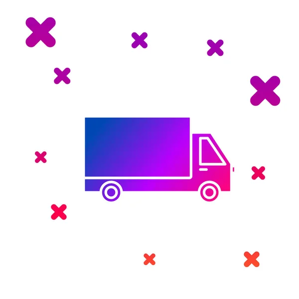 Color Delivery cargo truck vehicle icon isolated on white background. Gradient random dynamic shapes. Vector Illustration — Stock Vector