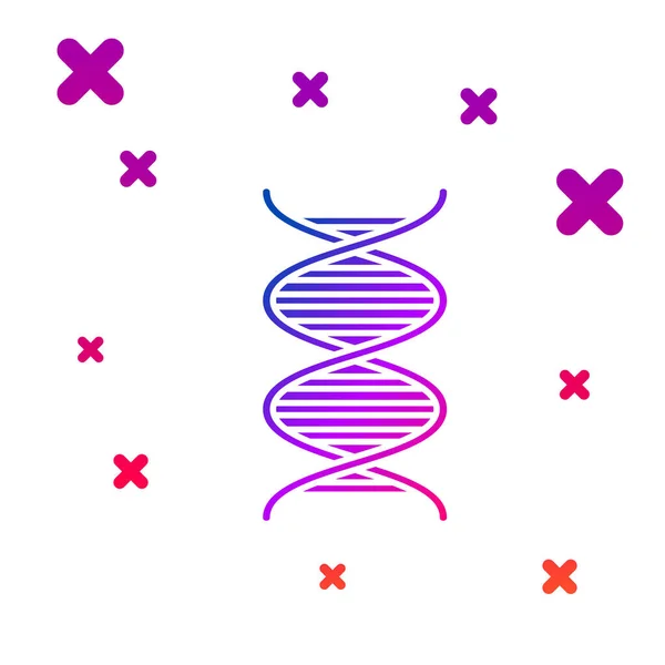 Ícone de símbolo de DNA de cor isolado no fundo branco. Gradiente formas dinâmicas aleatórias. Ilustração vetorial —  Vetores de Stock