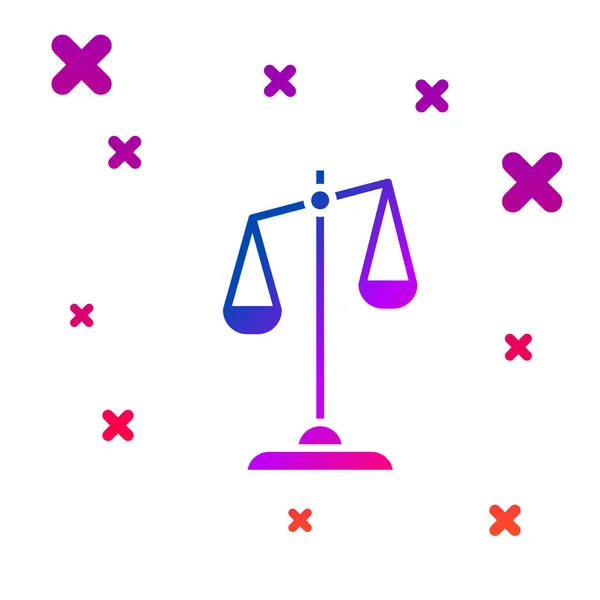Kleurschalen van justitie pictogram geïsoleerd op witte achtergrond. Het symbool van de rechtbank. Balans schaal teken. Gradiënt willekeurige dynamische vormen. Vector Illustratie — Stockvector