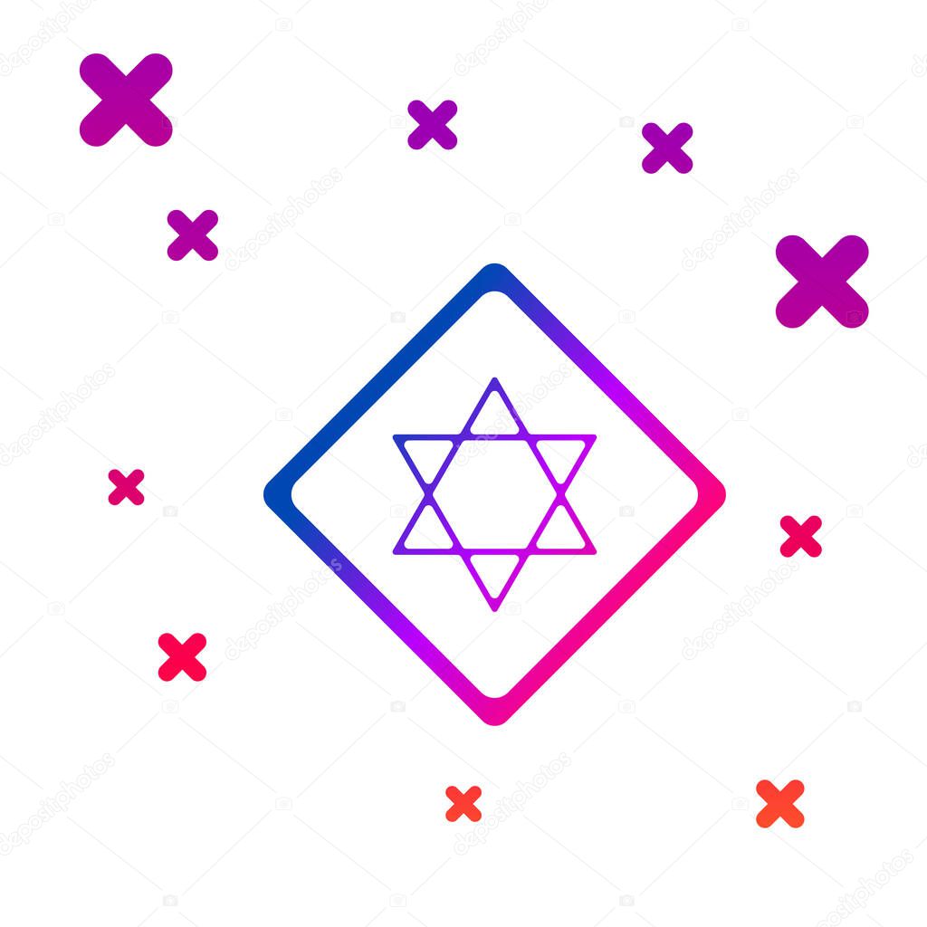 Color Star of David icon isolated on white background. Jewish religion symbol. Symbol of Israel. Gradient random dynamic shapes. Vector Illustration