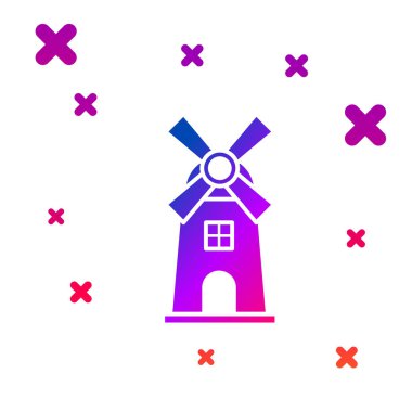 Beyaz arka planda yalıtılmış renk Yel Değirmeni simgesi. Gradyan rasgele dinamik şekiller. Vektör İllüstrasyonu