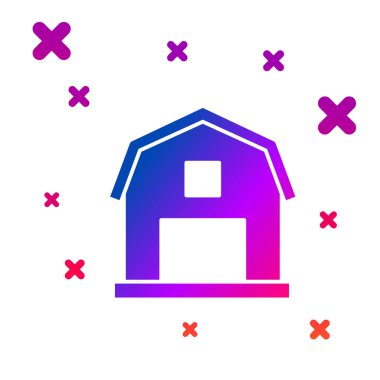 Beyaz arka planda izole renk Farm House kavramı simgesi. Rustik çiftlik peyzaj. Degrade rasgele dinamik şekiller. Vektör Illustration