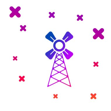 Beyaz arka planda yalıtılmış renk Yel Değirmeni simgesi. Gradyan rasgele dinamik şekiller. Vektör İllüstrasyonu