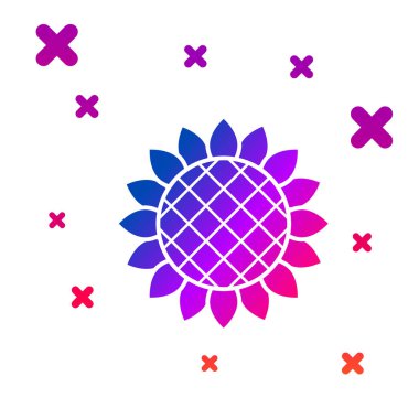 Beyaz arkaplanda izole edilmiş renkli ayçiçeği simgesi. Kademeli rastgele dinamik şekiller. Vektör İllüstrasyonu