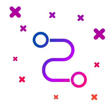 Beyaz arka planda yalıtılmış renk rota konumu simgesi. Harita işaretçisi işareti. Yol veya yol kavramı. GPS navigasyon cihazı. Degrade rasgele dinamik şekiller. Vektör Illustration