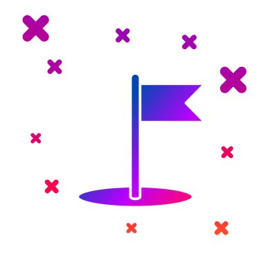 Beyaz arkaplanda Renk Bayrağı simgesi izole edildi. Yer belirleyici sembol. Kademeli rastgele dinamik şekiller. Vektör İllüstrasyonu