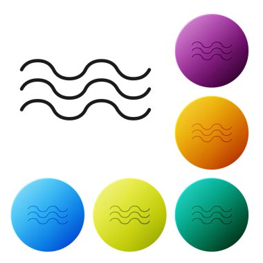Siyah Dalgalar simgesi beyaz arkaplanda izole edildi. Renkli daire düğmelerini ayarlayın. Vektör İllüstrasyonu