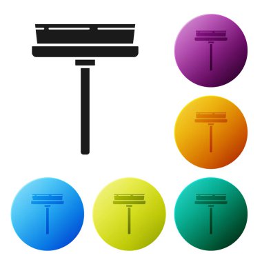 Beyaz arkaplanda izole edilmiş pencere simgesi için kauçuk temizleme hizmeti. Silecek, kazıyıcı, silecek. Renkli daire düğmelerini ayarlayın. Vektör İllüstrasyonu