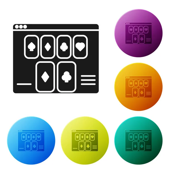 Black Online poker table game icon isolated on white background. Online casino. Set icons colorful circle buttons. Vector Illustration — Stock Vector