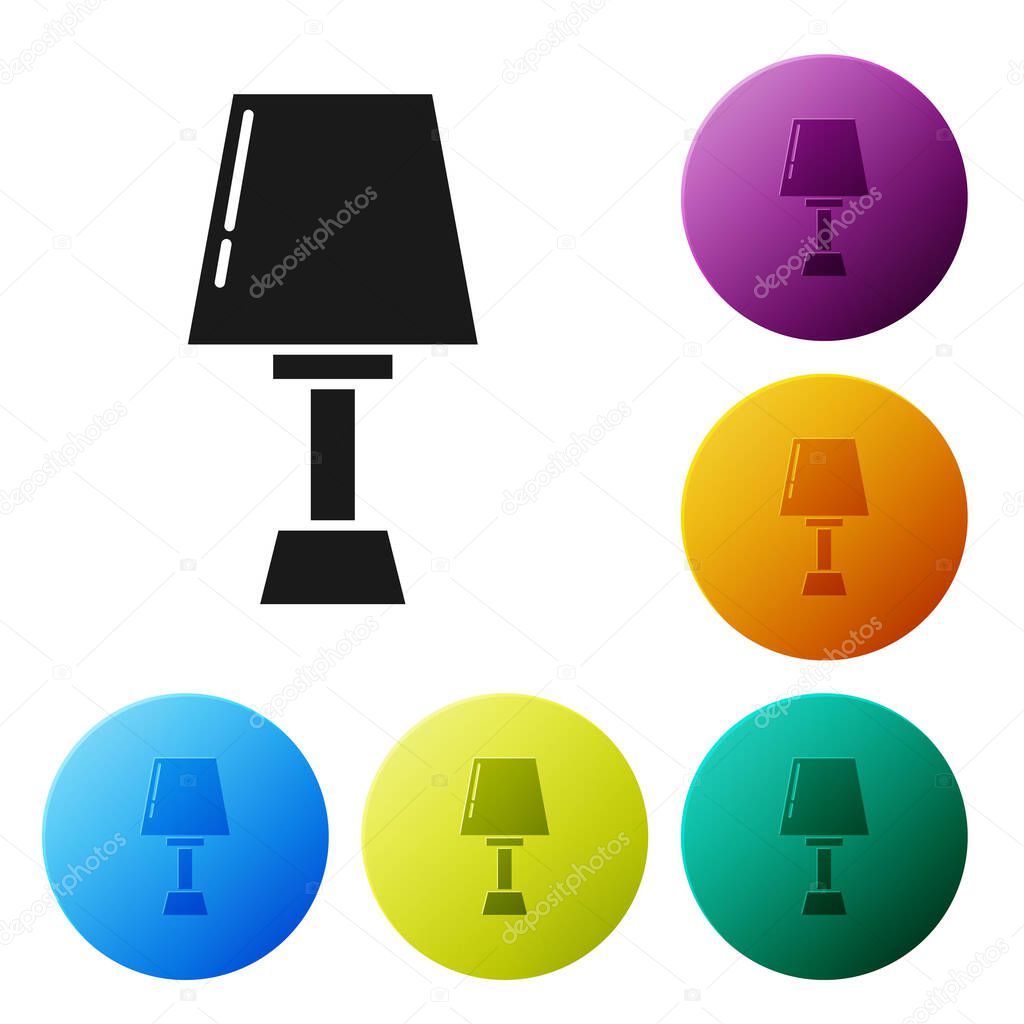 Black Table lamp icon isolated on white background. Set icons colorful circle buttons. Vector Illustration