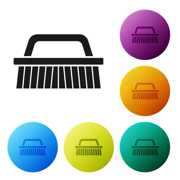 Black Brush for cleaning icon isolated on white background. Set icons colorful circle buttons. Vector Illustration — ストックベクタ