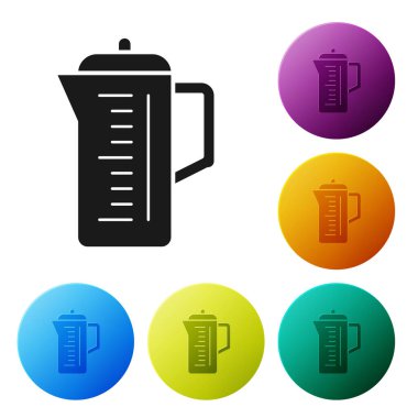 Black Teapot icon isolated on white background. Set icons colorful circle buttons. Vector Illustration