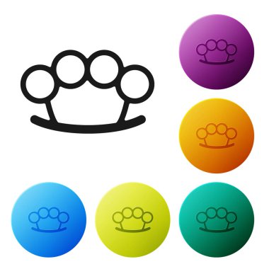 Siyah Brass eklem simgesi beyaz arkaplanda izole edildi. Renkli daire düğmelerini ayarlayın. Vektör İllüstrasyonu