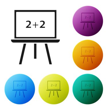 Siyah Chalkboard simgesi beyaz arka planda izole. Okul Blackboard işareti. Simgeler renkli daire düğmelerini ayarlayın. Vektör Illustration