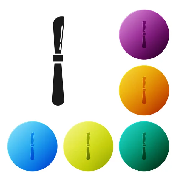 Black Knife icon isolated on white background. Cutlery symbol. Set icons colorful circle buttons. Vector Illustration — Stock Vector