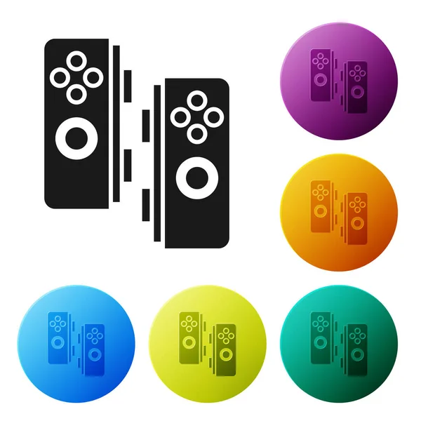 Black Gamepad icon isolated on white background. Game controller. Set icons colorful circle buttons. Vector Illustration — Stock Vector