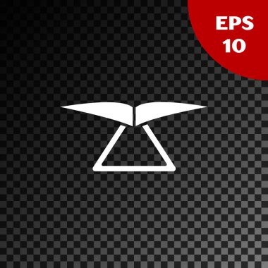 Beyaz Askılı planör simgesi şeffaf koyu arkaplanda izole edildi. Olağanüstü bir spor. Vektör İllüstrasyonu