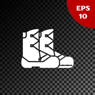 Beyaz Çizme simgesi, şeffaf koyu arkaplanda izole edildi. Vektör İllüstrasyonu