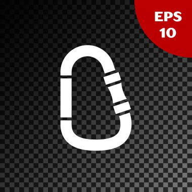 Beyaz Karabina simgesi şeffaf koyu arkaplanda izole edildi. Olağanüstü bir spor. Spor malzemeleri. Vektör İllüstrasyonu