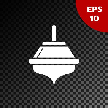 Beyaz Hanuka dreidel simgesi şeffaf koyu arkaplanda izole edilmiş. Vektör İllüstrasyonu