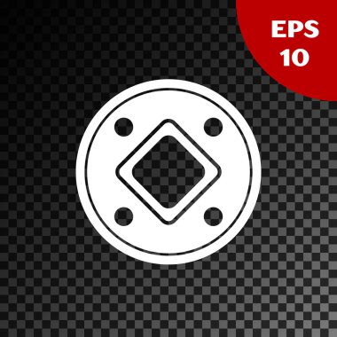 Beyaz Yahudi madeni para simgesi, şeffaf karanlık arka planda izole edilmiş. Para birimi sembolü. Vektör İllüstrasyonu