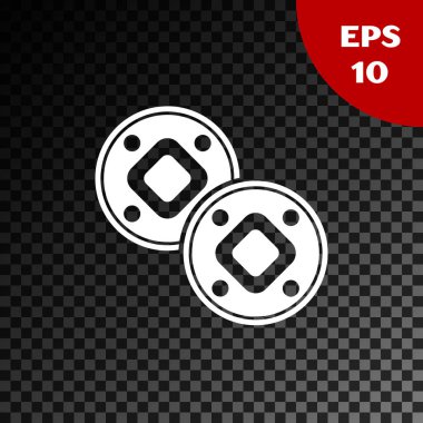 Beyaz Yahudi madeni para simgesi, şeffaf karanlık arka planda izole edilmiş. Para birimi sembolü. Vektör İllüstrasyonu