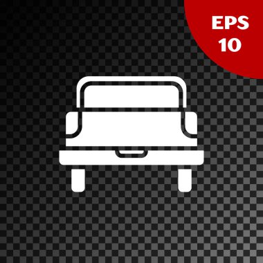 Beyaz kamyonet simgesi, şeffaf koyu arkaplanda izole edildi. Vektör İllüstrasyonu