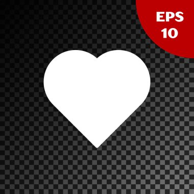 Şeffaf koyu arkaplanda kalp sembolü simgesi olan beyaz iskambil kartı. Kumarhane kumarı. Vektör İllüstrasyonu