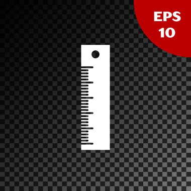 Beyaz cetvel simgesi şeffaf koyu arka planda yalıtılmış. Düz sembolü. Vektör Illustration