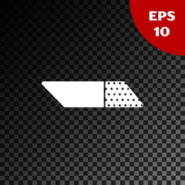 Beyaz silgi ya da plastik simge, şeffaf koyu arkaplanda izole edilmiş. Vektör İllüstrasyonu