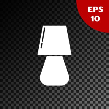 Beyaz Masa Lambası simgesi şeffaf koyu arkaplanda izole edildi. Vektör İllüstrasyonu